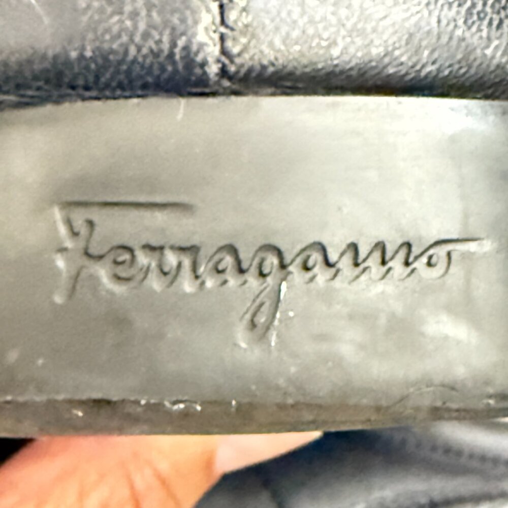 $995 Authentic SALVATORE FERRAGAMO Made in ITALY Blue Leather Sneakers Sz.10.5 - Picture 12 of 12